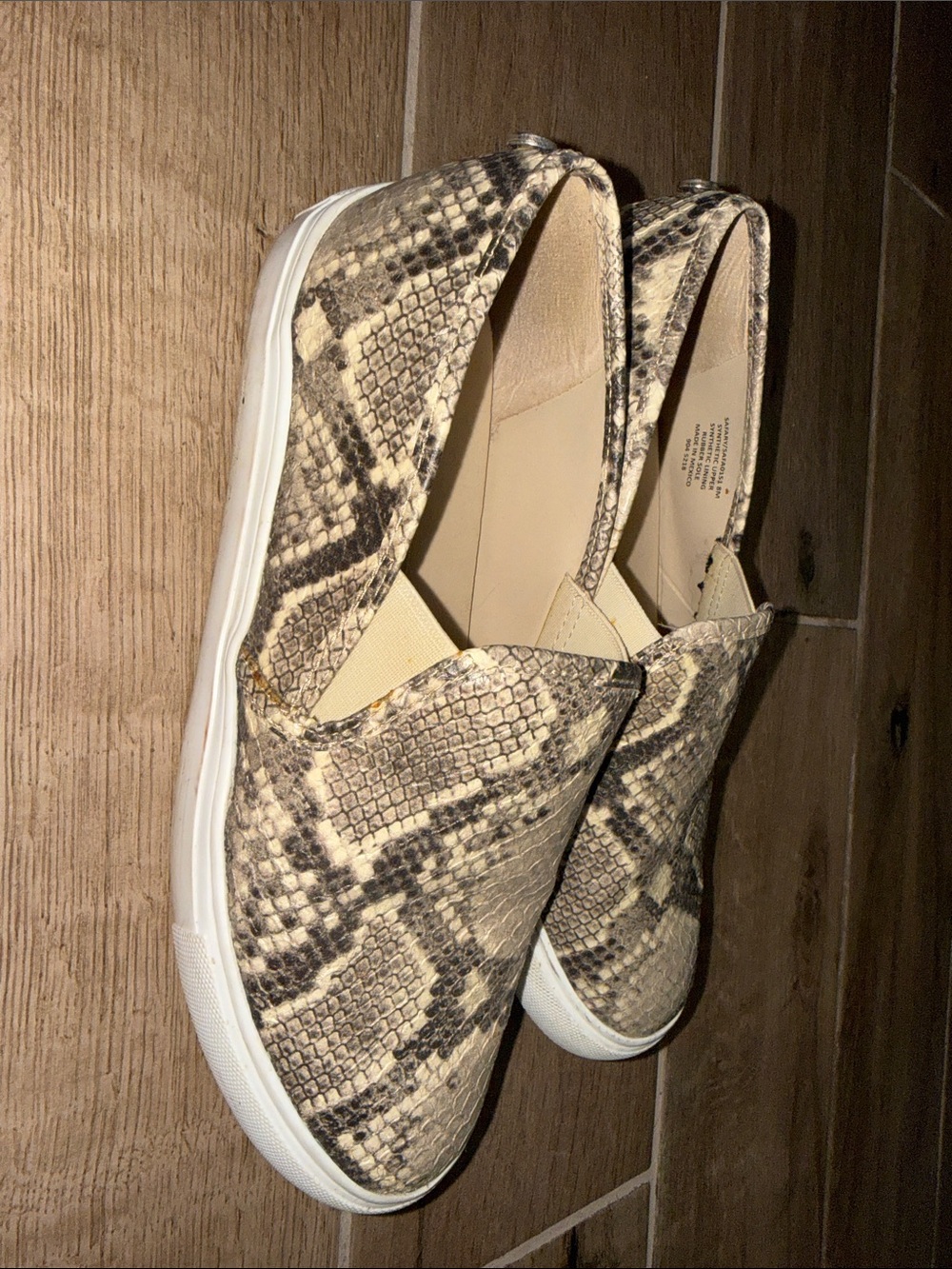 Steve Madden Beige Snake-Print Slip-On Sneakers